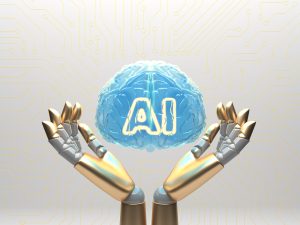 Futuristic robot hands holding a glowing AI brain symbolizing modern AI tools and advanced ChatGPT alternatives.